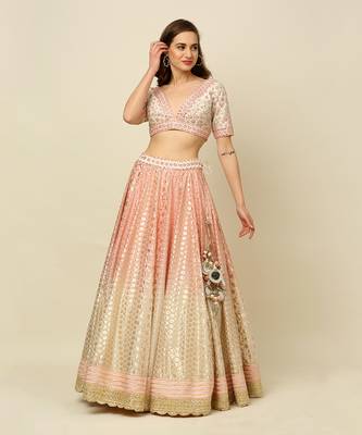 Pink Ivory Lehenga Blouse And Dupatta 1