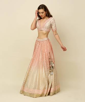 Pink Ivory Lehenga Blouse And Dupatta 2