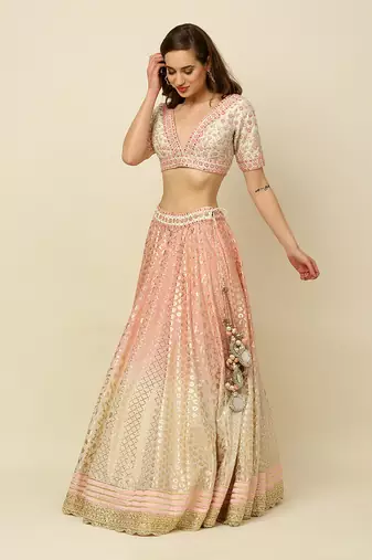 Pink Ivory Lehenga Blouse And Dupatta