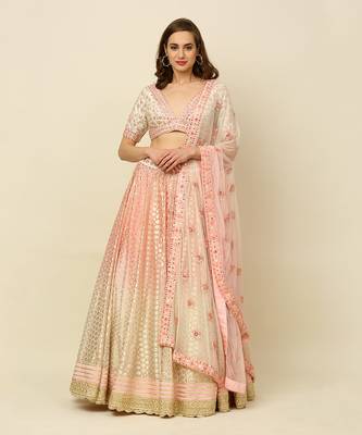 Pink Ivory Lehenga Blouse And Dupatta 4