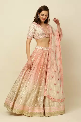 Pink Ivory Lehenga Blouse And Dupatta