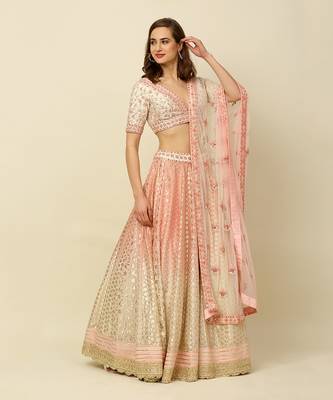 Pink Ivory Lehenga Blouse And Dupatta 6