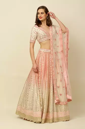 Pink Ivory Lehenga Blouse And Dupatta