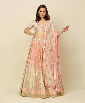 Pink Ivory Lehenga Blouse And Dupatta 7