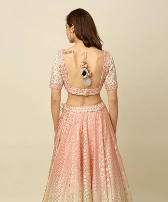Pink Ivory Lehenga Blouse And Dupatta 10