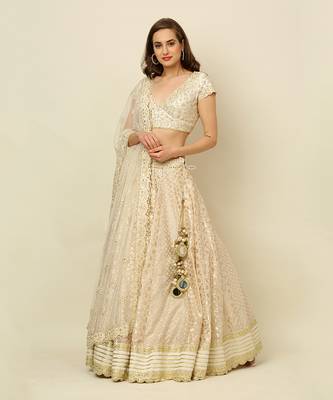 Ivory Lehenga Blouse Dupatta 5