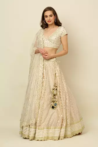 Ivory Lehenga Blouse Dupatta
