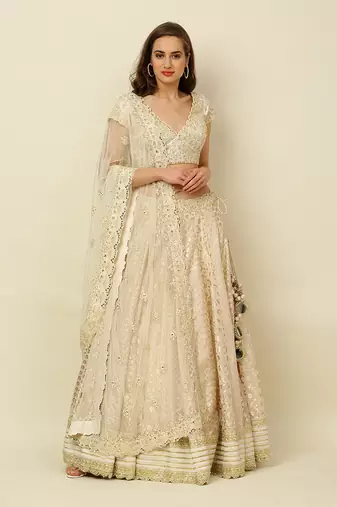 Ivory Lehenga Blouse Dupatta
