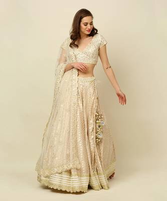Ivory Lehenga Blouse Dupatta 8