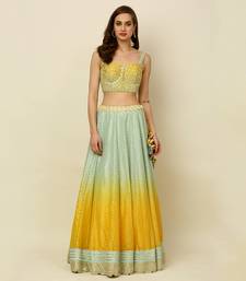 Green Yellow Ombre Lehenga Blouse Dupatta
