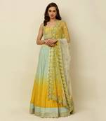 Green Yellow Ombre Lehenga Blouse Dupatta