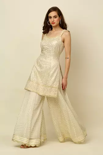 Ivory Kurta Sharara And Dupatta