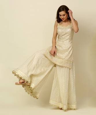 Ivory Kurta Sharara And Dupatta 3