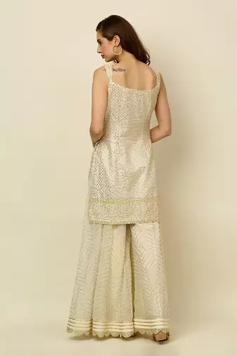 Ivory Kurta Sharara And Dupatta