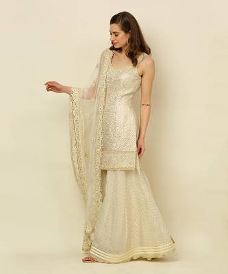 Ivory Kurta Sharara And Dupatta 6