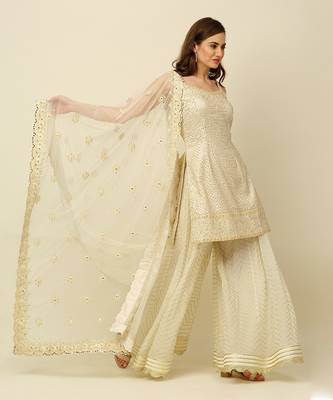 Ivory Kurta Sharara And Dupatta 8