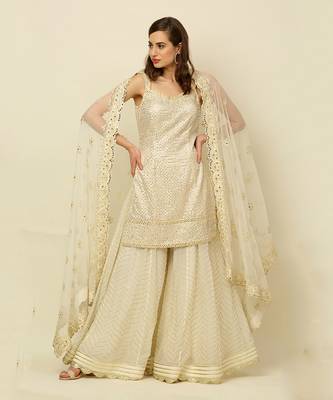 Ivory Kurta Sharara And Dupatta 10