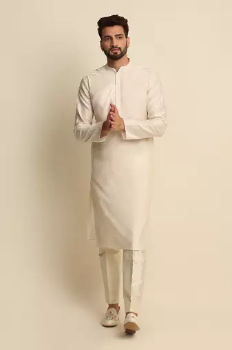 Off White Embroidered Sherwani