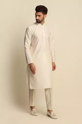 Off White Embroidered Sherwani