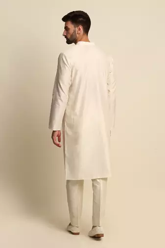 Off White Embroidered Sherwani