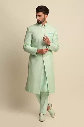 Green Anchor Detailed Sherwani 