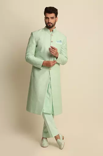 Green Anchor Detailed Sherwani 