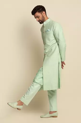 Green Anchor Detailed Sherwani 
