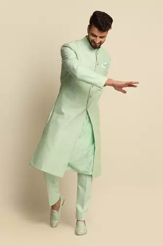 Green Anchor Detailed Sherwani 