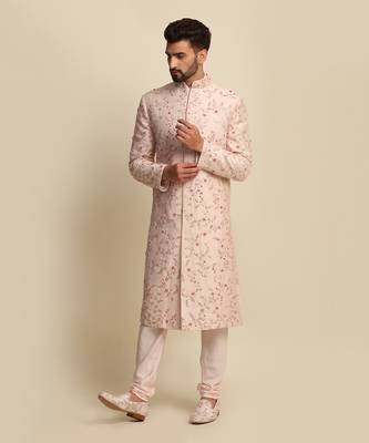 Pink Embroidered Sherwani 1