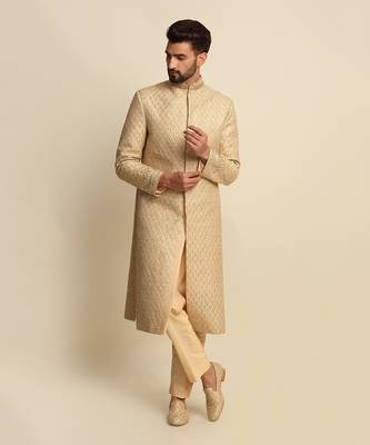 Golden Embroidered Sherwani 4