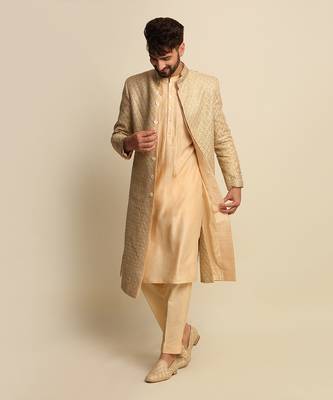 Golden Embroidered Sherwani 5