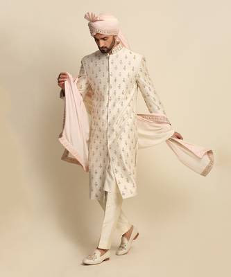 Off White Embroidered Sherwani 2