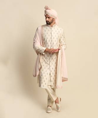 Off White Embroidered Sherwani 1