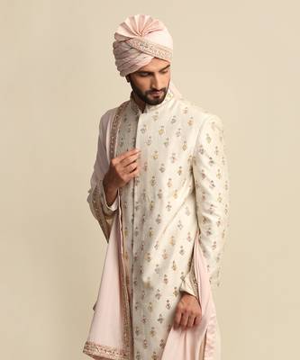 Off White Embroidered Sherwani 4