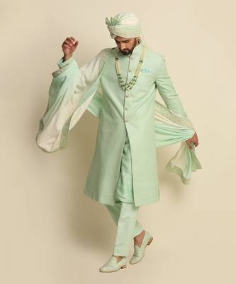 Green Anchor Detailed Sherwani  3