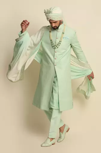 Green Anchor Detailed Sherwani 