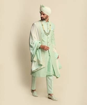 Green Anchor Detailed Sherwani  4