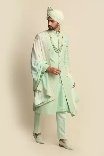 Green Anchor Detailed Sherwani 