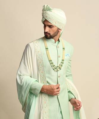 Green Anchor Detailed Sherwani  5