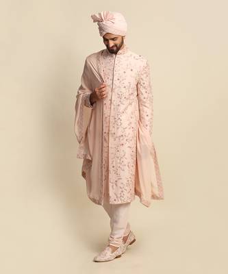 Pink Embroidered Sherwani 5
