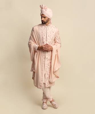 Pink Embroidered Sherwani 6