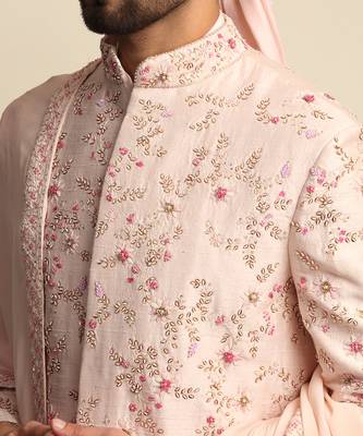 Pink Embroidered Sherwani 8