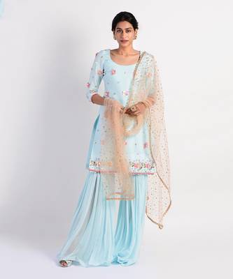 Rain ice Blue gharara set 1