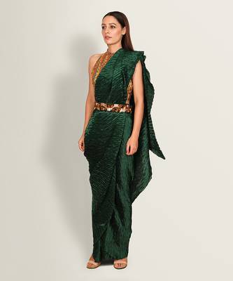 Bottle green rooh saree 1