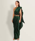 Bottle green rooh saree