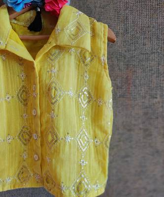 Pink Ghaghra With Button Down Top 4