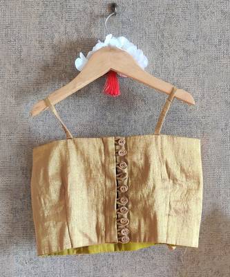 Pink Ghaghra With Gold Bow Top 3