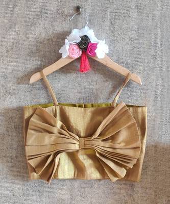 Pink Ghaghra With Gold Bow Top 4