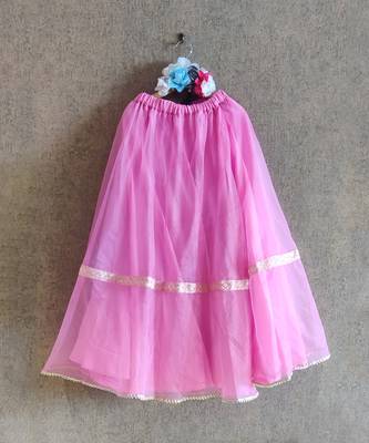 Pink Ghaghra With Gold Bow Top 5