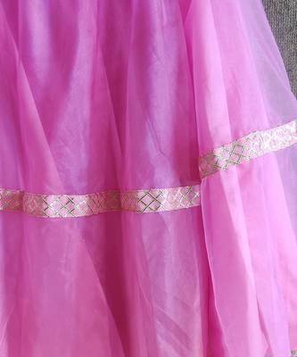 Pink Ghaghra With Gold Bow Top 6